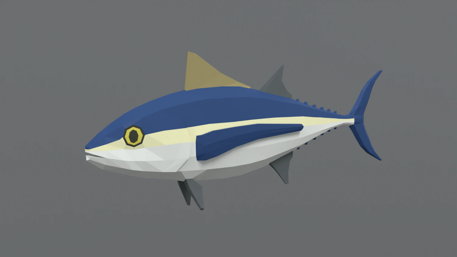 low poly cartoon tuna fish 3D Model .c4d .max .obj .3ds .fbx .stl .blend 