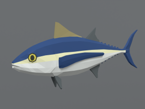 low poly cartoon tuna fish 3D Model