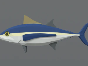 low poly cartoon tuna fish 3D Model