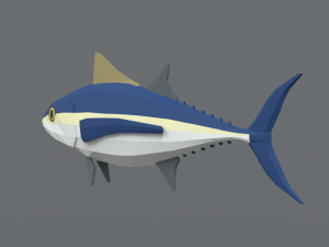 low poly cartoon tuna fish Modello 3D