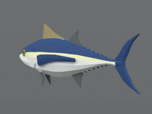 low poly cartoon tuna fish 3D Model