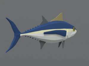 low poly cartoon tuna fish 3D Model