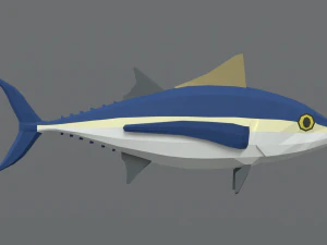 low poly cartoon tuna fish 3D Model
