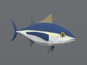 low poly cartoon tuna fish Modello 3D