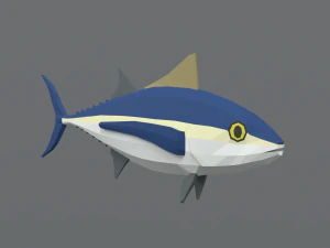 low poly cartoon tuna fish 3D Model