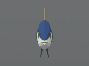 low poly cartoon tuna fish 3D Model