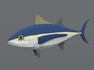 low poly cartoon tuna fish Modello 3D
