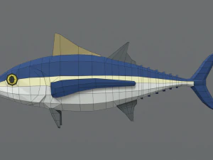 low poly cartoon tuna fish 3D Model