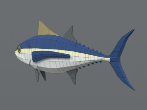 low poly cartoon tuna fish Modello 3D