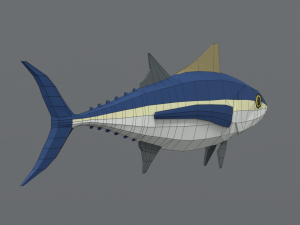low poly cartoon tuna fish Modello 3D