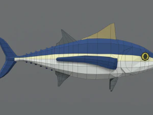 low poly cartoon tuna fish 3D Model