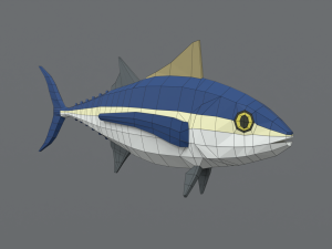 low poly cartoon tuna fish Modello 3D
