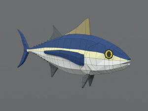 low poly cartoon tuna fish 3D Model