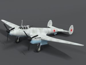 low poly cartoon petlyakov pe-2 wwii airplane 3D Model