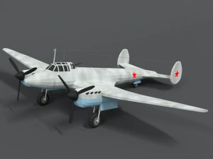 aeroplano della seconda guerra mondiale petlyakov pe-2 del fumetto low poly Modello 3D