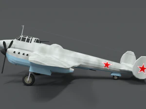 low poly cartoon petlyakov pe-2 wwii airplane 3D Model