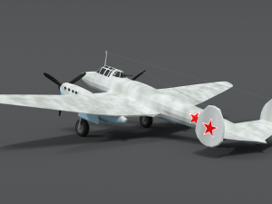 low poly cartoon petlyakov pe-2 wwii airplane 3Dモデル