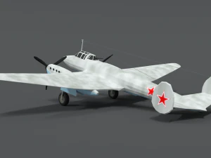 low poly cartoon petlyakov pe-2 wwii airplane 3D Model