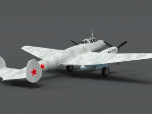 low poly cartoon petlyakov pe-2 wwii airplane 3Dモデル