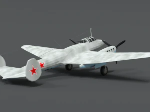 low poly cartoon petlyakov pe-2 wwii airplane 3D Model