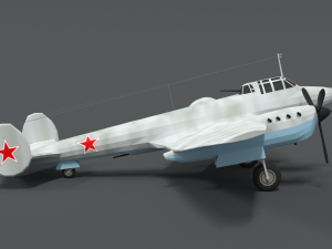low poly cartoon petlyakov pe-2 wwii airplane 3Dモデル
