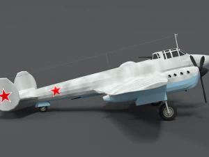 low poly cartoon petlyakov pe-2 wwii airplane 3D Model