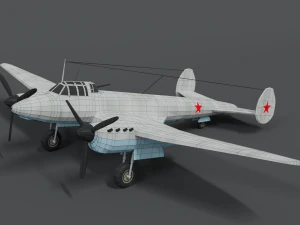 low poly cartoon petlyakov pe-2 wwii airplane 3D Model
