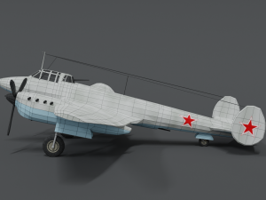 low poly cartoon petlyakov pe-2 wwii airplane 3Dモデル