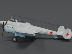 low poly cartoon petlyakov pe-2 wwii airplane 3D Model