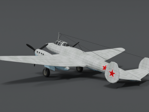 low poly cartoon petlyakov pe-2 wwii airplane 3Dモデル