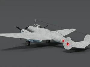 low poly cartoon petlyakov pe-2 wwii airplane 3D Model
