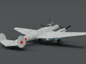 low poly cartoon petlyakov pe-2 wwii airplane 3Dモデル