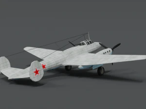 low poly cartoon petlyakov pe-2 wwii airplane 3D Model