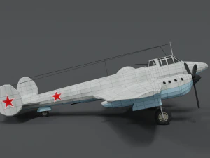 low poly cartoon petlyakov pe-2 wwii airplane 3D Model