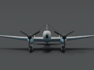 low poly cartoon petlyakov pe-2 wwii airplane 3Dモデル