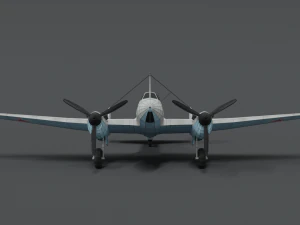 low poly cartoon petlyakov pe-2 wwii airplane 3D Model