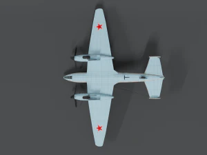 low poly cartoon petlyakov pe-2 wwii airplane 3D Model