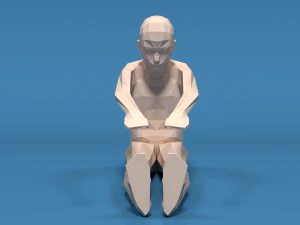 low poly kid stretching 3D Model