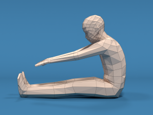 low poly kid stretching 3D Model