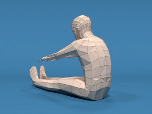 low poly kid stretching 3D Model