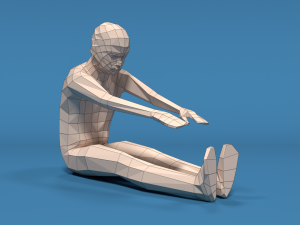 low poly kid stretching 3D Model
