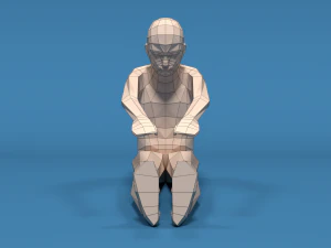 low poly kid stretching 3D Model