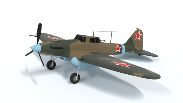 low poly cartoon ilyushin il-2 shturmovik wwii Modelo 3D .c4d .max .obj .3ds .fbx .stl .blend 