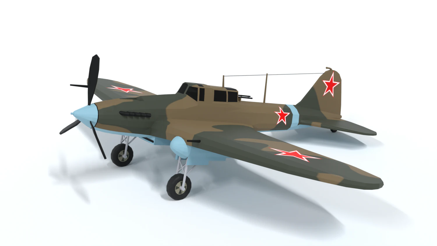 low poly cartoon ilyushin il-2 shturmovik wwii 3D Model .c4d .max .obj .3ds .fbx .stl .blend 