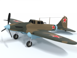 low poly cartoon ilyushin il-2 shturmovik wwii 3D Model