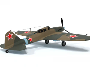 low poly cartoon ilyushin il-2 shturmovik wwii 3D Model