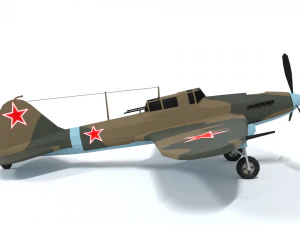 low poly cartoon ilyushin il-2 shturmovik wwii 3D Model