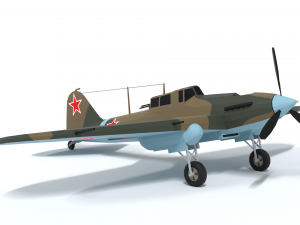 low poly cartoon ilyushin il-2 shturmovik wwii Modelo 3D