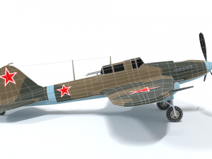 low poly cartoon ilyushin il-2 shturmovik wwii Modelo 3D