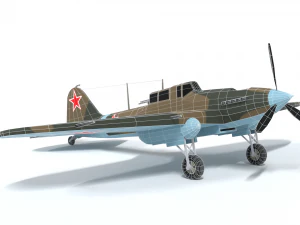 low poly cartoon ilyushin il-2 shturmovik wwii 3D Model